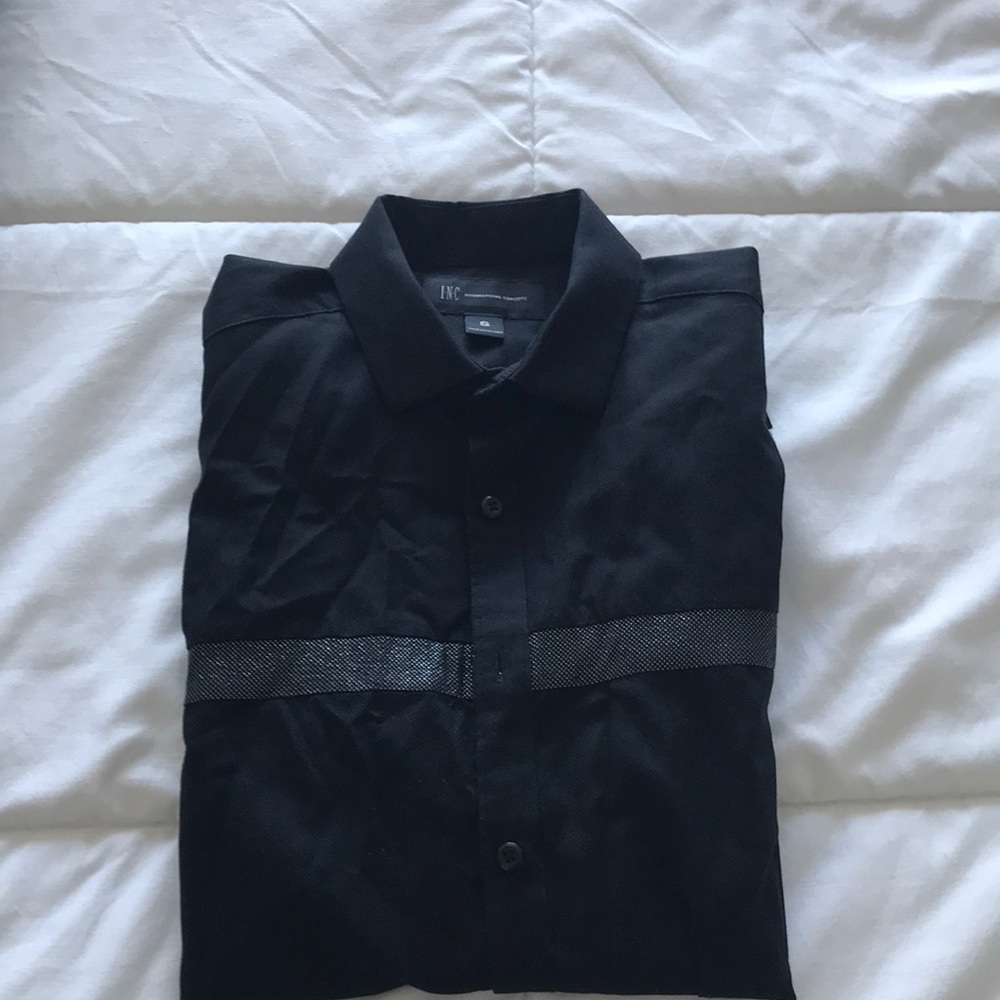 Black shirt with glittery horizontal stripe